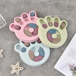 image-Dog Food Puzzle Bowl - Pink Paw Print Slow Feeder