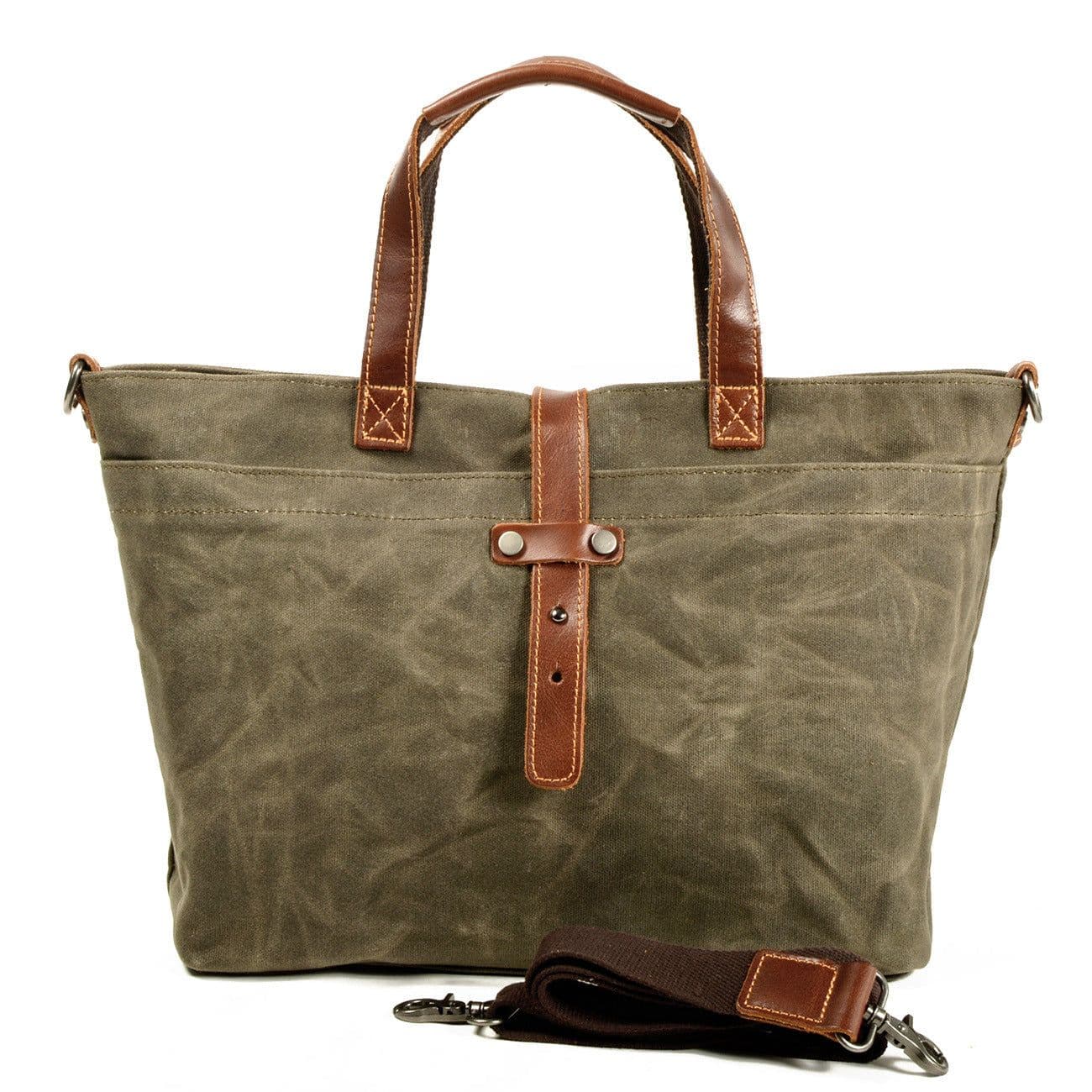 image-MUCHUAN Canvas Tote Bag - Army Green Retro