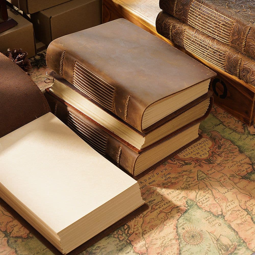 image-Handmade Cowhide Sketchbook - Genuine Leather Notepad Diary Gift Ready Stock