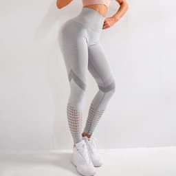 image-Hao Qian High Waist Yoga Pants - Blue Stretchy Leggings - Women's Fitness