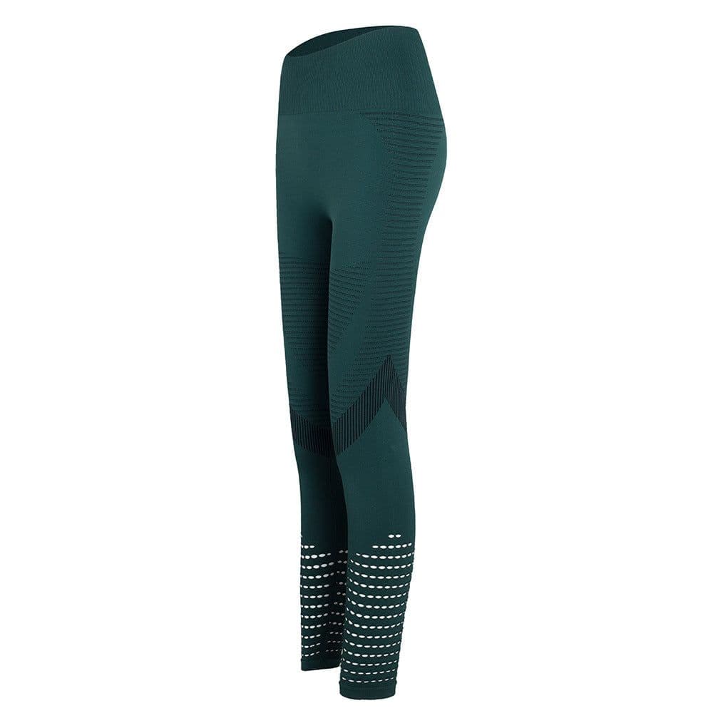 image-Hao Qian High Waist Yoga Pants - Blue Stretchy Leggings - Women's Fitness