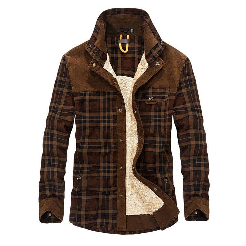 image-Winter Jacket Men Thicken Warm Fleece Jackets Coats Pure Cotton Plaid Jacket Military Clothes
