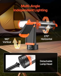 image-VEVOR LED Work Light with Stand, 6Ah, Rechargeable Cordless Camping Light, with 3 Lamp Heads, Detachable Tripod Stand, 2200 Lumens 3000K-6500K Dimmable, Portable Construction Lighting for Job Site