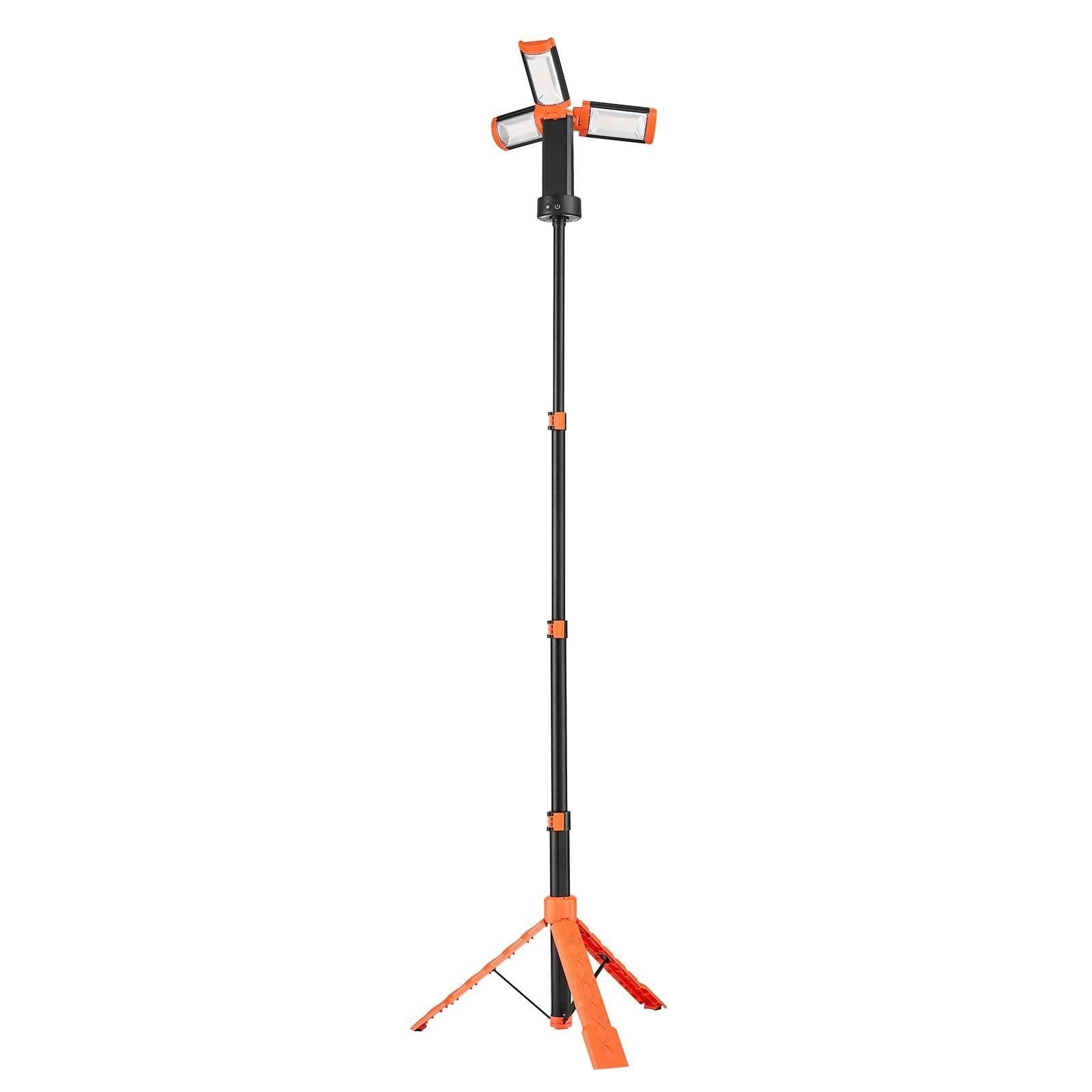image-VEVOR LED Work Light with Stand, 6Ah, Rechargeable Cordless Camping Light, with 3 Lamp Heads, Detachable Tripod Stand, 2200 Lumens 3000K-6500K Dimmable, Portable Construction Lighting for Job Site