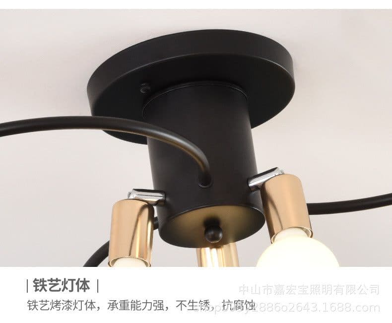image-New bedroom ceiling lamp hotel creative personality art living room room light luxury golden curved tube lamp wholesale
