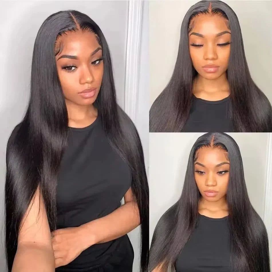 image-V Part Straight Human Hair Wigs For Women 200 Density 16-32 Inches Natural Color Human Hair Wigs
