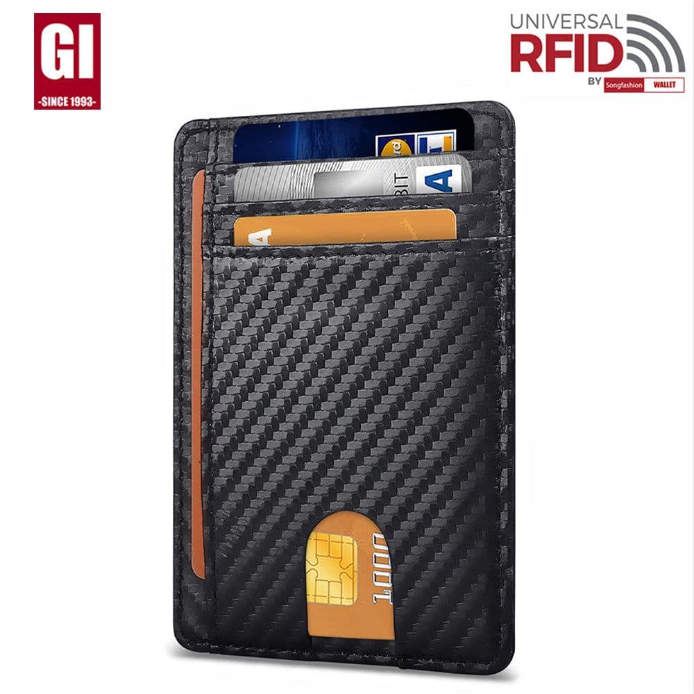 image-Genuine Leather RFID Card Holder - Black 8 Slot