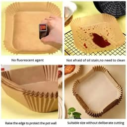 image-50Pcs Round Air Fryer Disposable Paper Liners Non-Stick