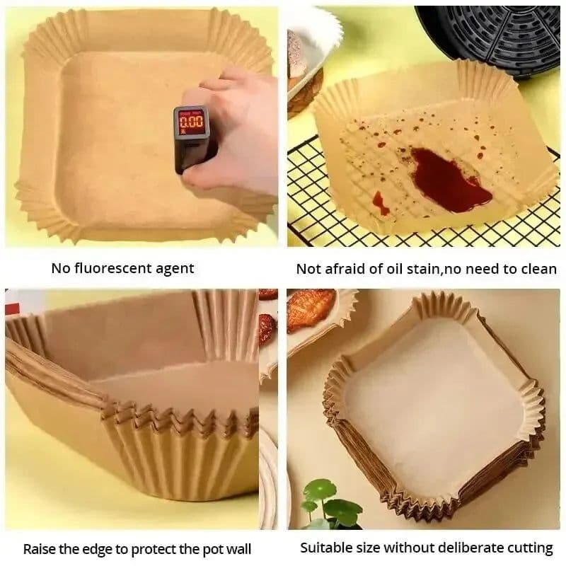 image-50Pcs Round Air Fryer Disposable Paper Liners Non-Stick