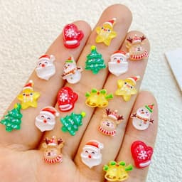 image-50Pcs New Cute Resin Mini Cartoon Animals Christmas Seris Series Flat Back Manicure Parts Embellishments For Hair Bows