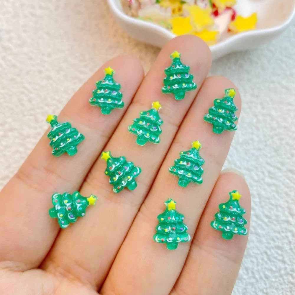image-50Pcs New Cute Resin Mini Cartoon Animals Christmas Seris Series Flat Back Manicure Parts Embellishments For Hair Bows