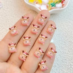 image-50Pcs New Cute Resin Mini Cartoon Animals Christmas Seris Series Flat Back Manicure Parts Embellishments For Hair Bows