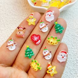 image-50Pcs New Cute Resin Mini Cartoon Animals Christmas Seris Series Flat Back Manicure Parts Embellishments For Hair Bows