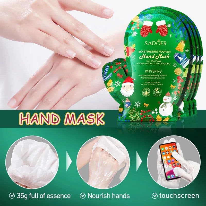 image-5 Pairs SADOER Christmas Niacinamide Hand Mask Moisturizing Nourishing Brightening Smooth Hands Gloves Skin Care Products
