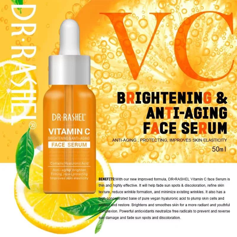 image-DR.RASHEL Vitamin C Liquid Hydration Moisturizing Repair Improves Skin Firmness Elasticity VC Facial Serum 50ml