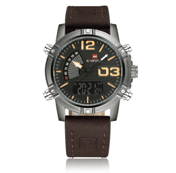 image-Leather Band Fashion Sport Quartz Watch For Men