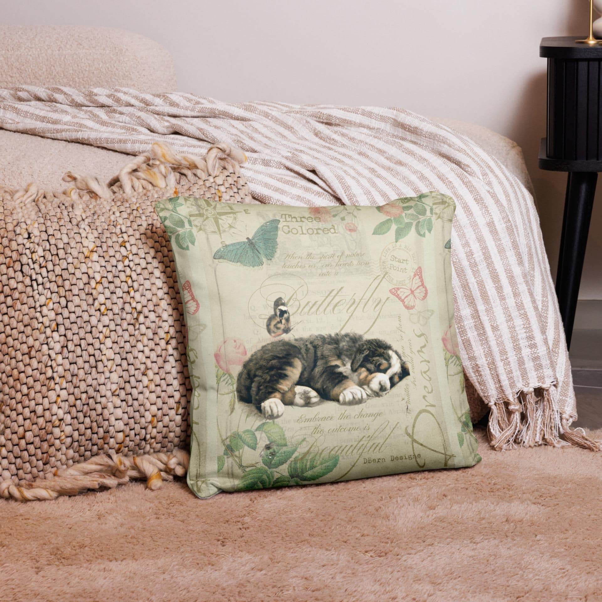 image-D˙Bern Designe Romantic Bernese Mountain Dog Pillowcase