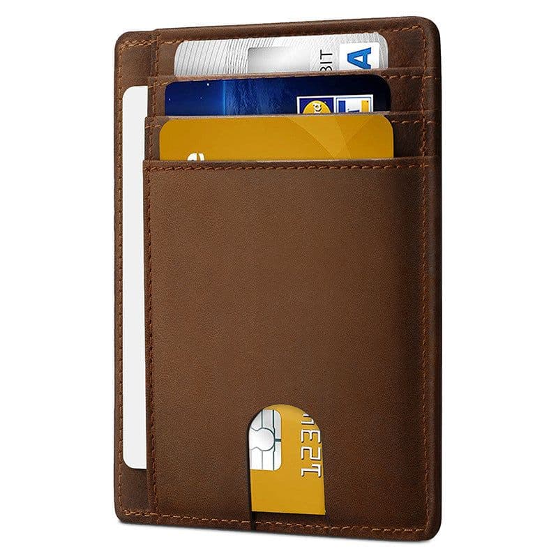image-Genuine Leather RFID Card Holder - Black 8 Slot