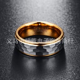 image-Tungsten Steel Ring Men's 8MM Gray Gold Hexagonal