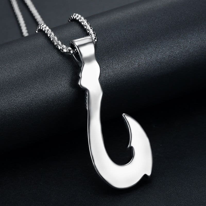 image-Titanium Steel Fishhook Pendant Necklace - Silver