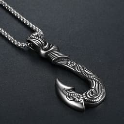 image-Titanium Steel Fishhook Pendant Necklace - Silver