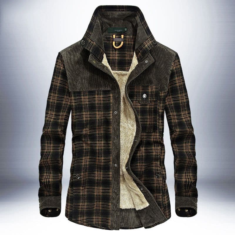 image-Winter Jacket Men Thicken Warm Fleece Jackets Coats Pure Cotton Plaid Jacket Military Clothes