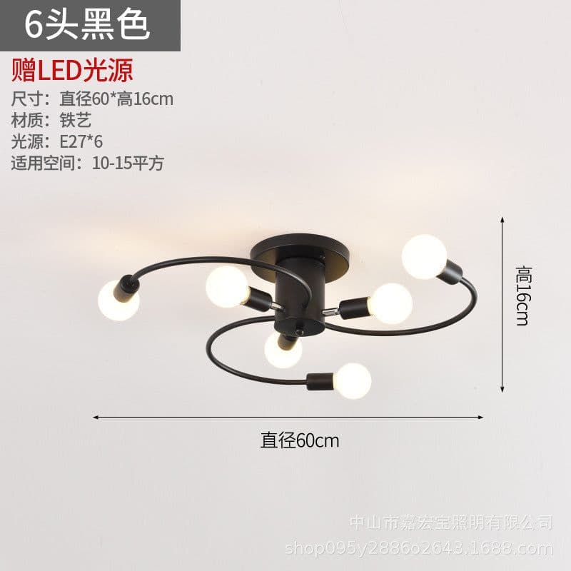 image-New bedroom ceiling lamp hotel creative personality art living room room light luxury golden curved tube lamp wholesale