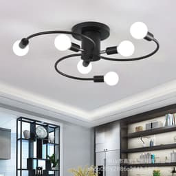 image-New bedroom ceiling lamp hotel creative personality art living room room light luxury golden curved tube lamp wholesale