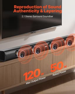 image-VEVOR Sound Bar for Smart TV, 2.1 Channel, 35-Inch Compact Soundbar TV Speakers with Built-In Subwoofer for Projector, Bluetooth AUX Connection, Easy Setup, 120W Surround Sound System for Home Audio