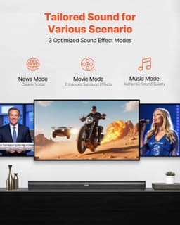 image-VEVOR Sound Bar for Smart TV, 2.1 Channel, 35-Inch Compact Soundbar TV Speakers with Built-In Subwoofer for Projector, Bluetooth AUX Connection, Easy Setup, 120W Surround Sound System for Home Audio