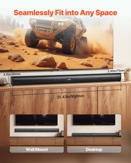 image-VEVOR Sound Bar for Smart TV, 2.1 Channel, 35-Inch Compact Soundbar TV Speakers with Built-In Subwoofer for Projector, Bluetooth AUX Connection, Easy Setup, 120W Surround Sound System for Home Audio