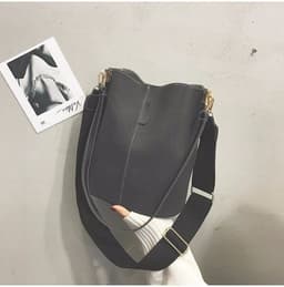 image-PU Bucket Bag Women Grey Large Capacity Shoulder