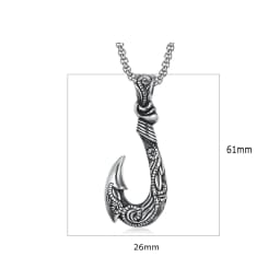 image-Titanium Steel Fishhook Pendant Necklace - Silver