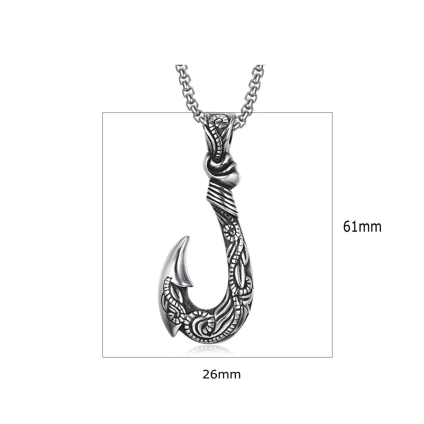 image-Titanium Steel Fishhook Pendant Necklace - Silver