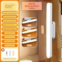 image-HOMEFISH LED Desk Lamp Magnetic Hanging Night Light USB Rechargeable Table Lamp 3 Colors Reading Light For Cabinet Closet