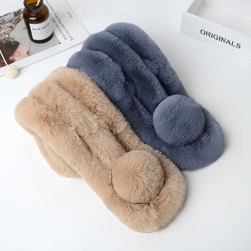 image-New Winter Natural Rex Rabbit Fur Ring Scarf Women Warm Real Rex Rabbit Fur Mufflers Russian Lady Genuine Rex Rabbit Fur Scarves