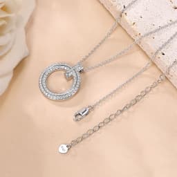 image-LinkerLove Moissanite Pendant Necklace Diamond Circle Pendant Chain for Women S925 Sterling Silver Choker Necklace Fine Jewelry