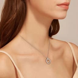 image-LinkerLove Moissanite Pendant Necklace Diamond Circle Pendant Chain for Women S925 Sterling Silver Choker Necklace Fine Jewelry