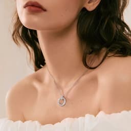image-LinkerLove Moissanite Pendant Necklace Diamond Circle Pendant Chain for Women S925 Sterling Silver Choker Necklace Fine Jewelry