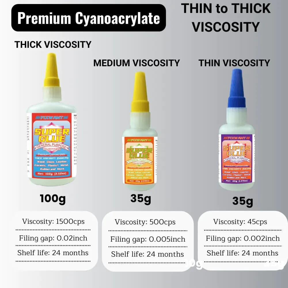 image-FIXWANT Cyanoacrylate Super Glue - Thin Medium Thick
