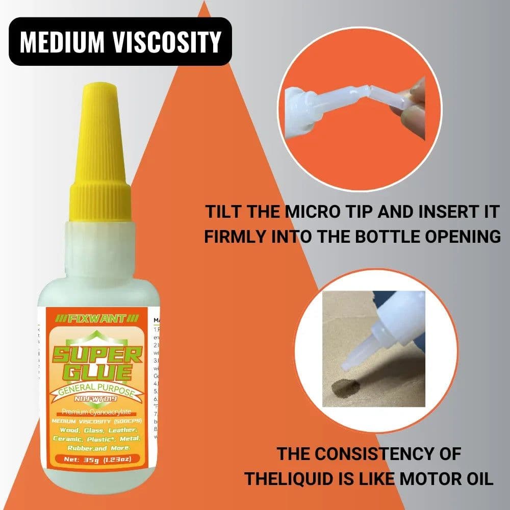 image-FIXWANT Cyanoacrylate Super Glue - Thin Medium Thick