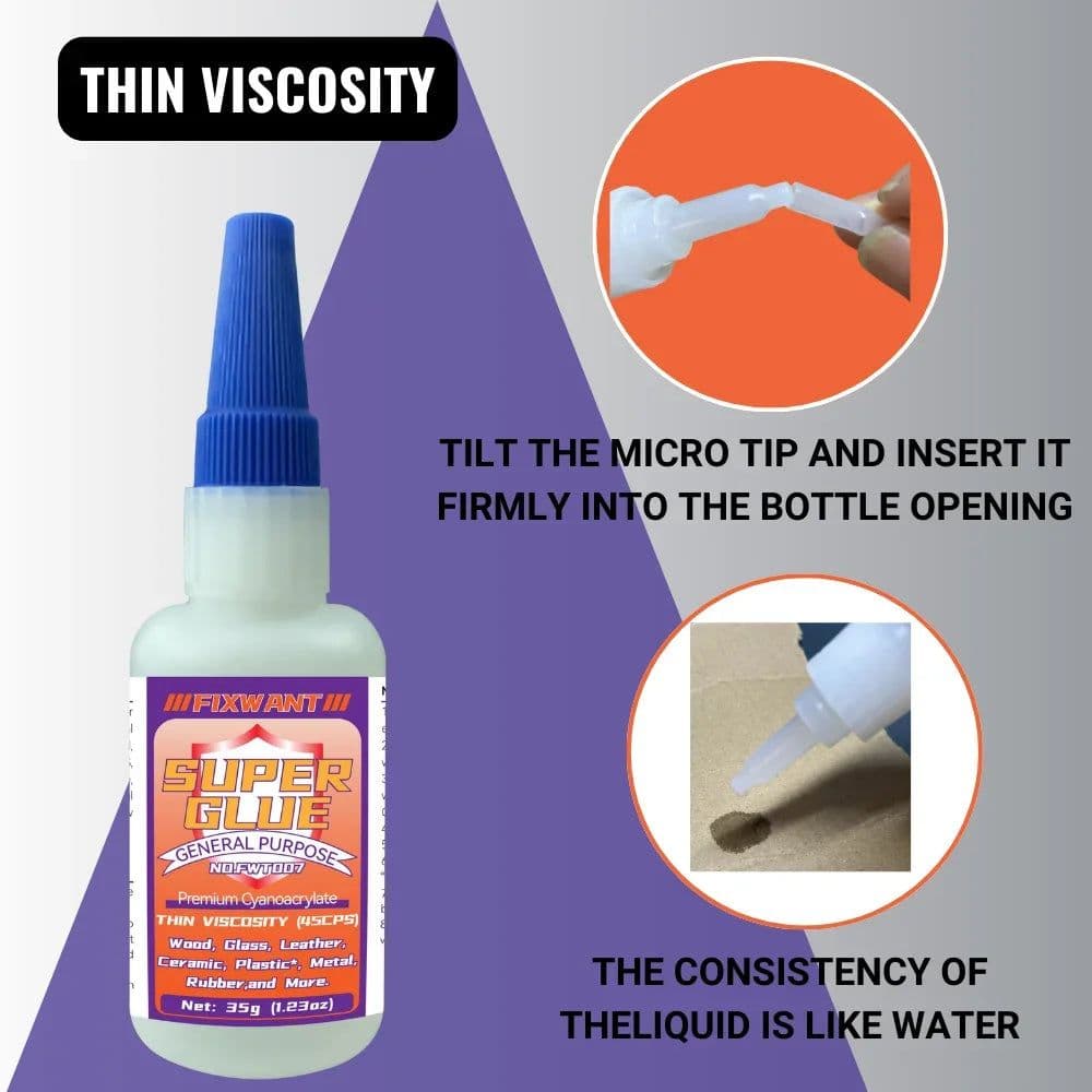 image-FIXWANT Cyanoacrylate Super Glue - Thin Medium Thick