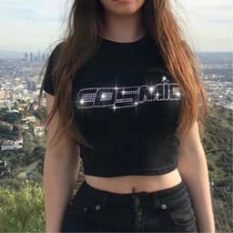 image-ZSSKASLCN Rhinestone Y2K T Shirt Women Short Sleeve Crop Top