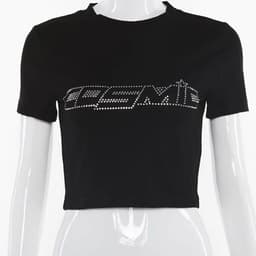 image-ZSSKASLCN Rhinestone Y2K T Shirt Women Short Sleeve Crop Top
