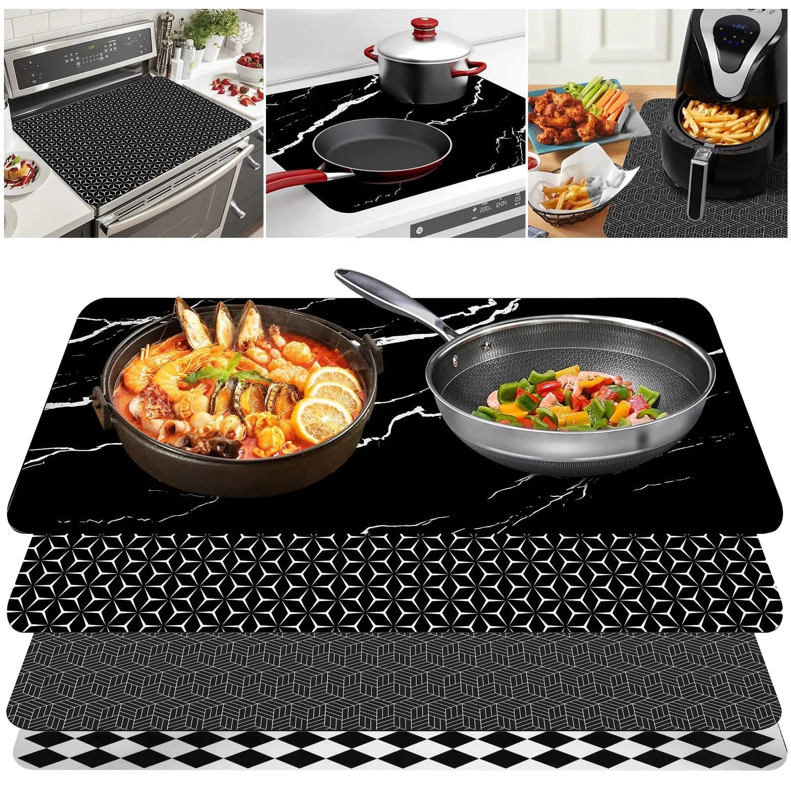 image-Silicone Induction Cooktop Protector Mat Non-Slip 20.5x30.8