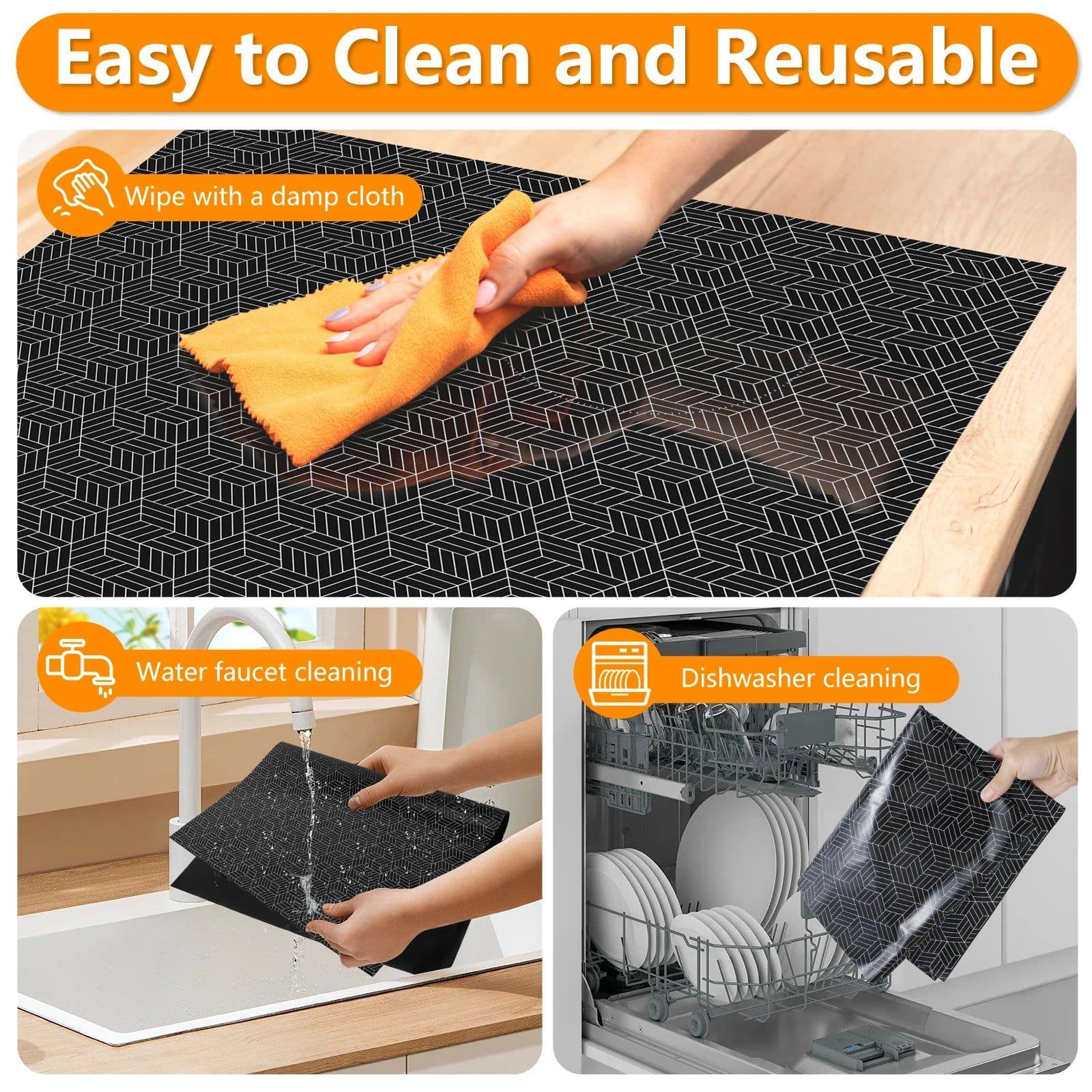 image-Silicone Induction Cooktop Protector Mat Non-Slip 20.5x30.8