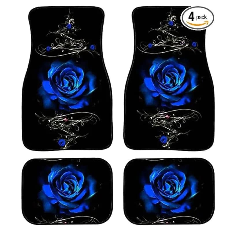 image-4pcs Universal Rose Car Floor Mats, Non-slip, Dust-proof