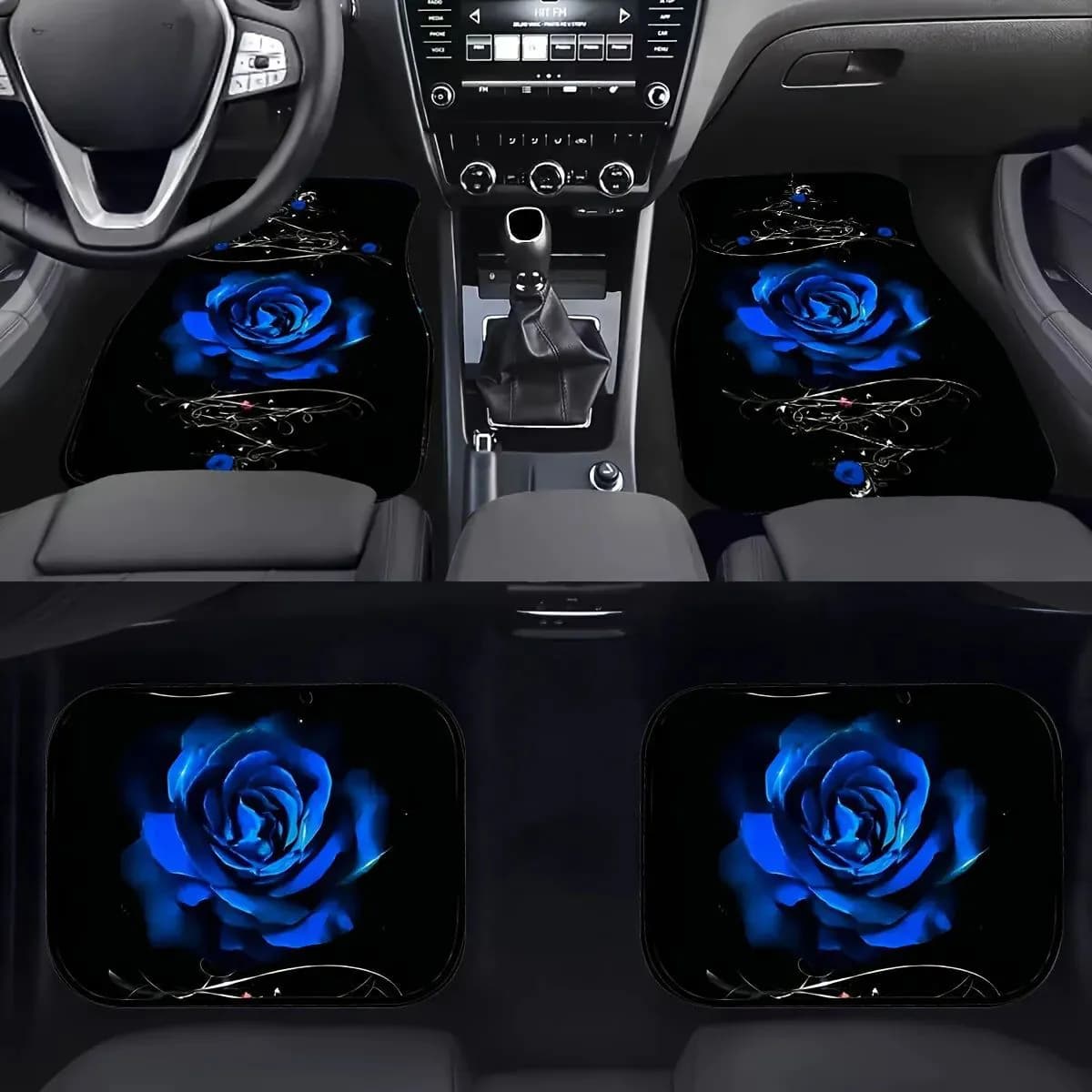 image-4pcs Universal Rose Car Floor Mats, Non-slip, Dust-proof