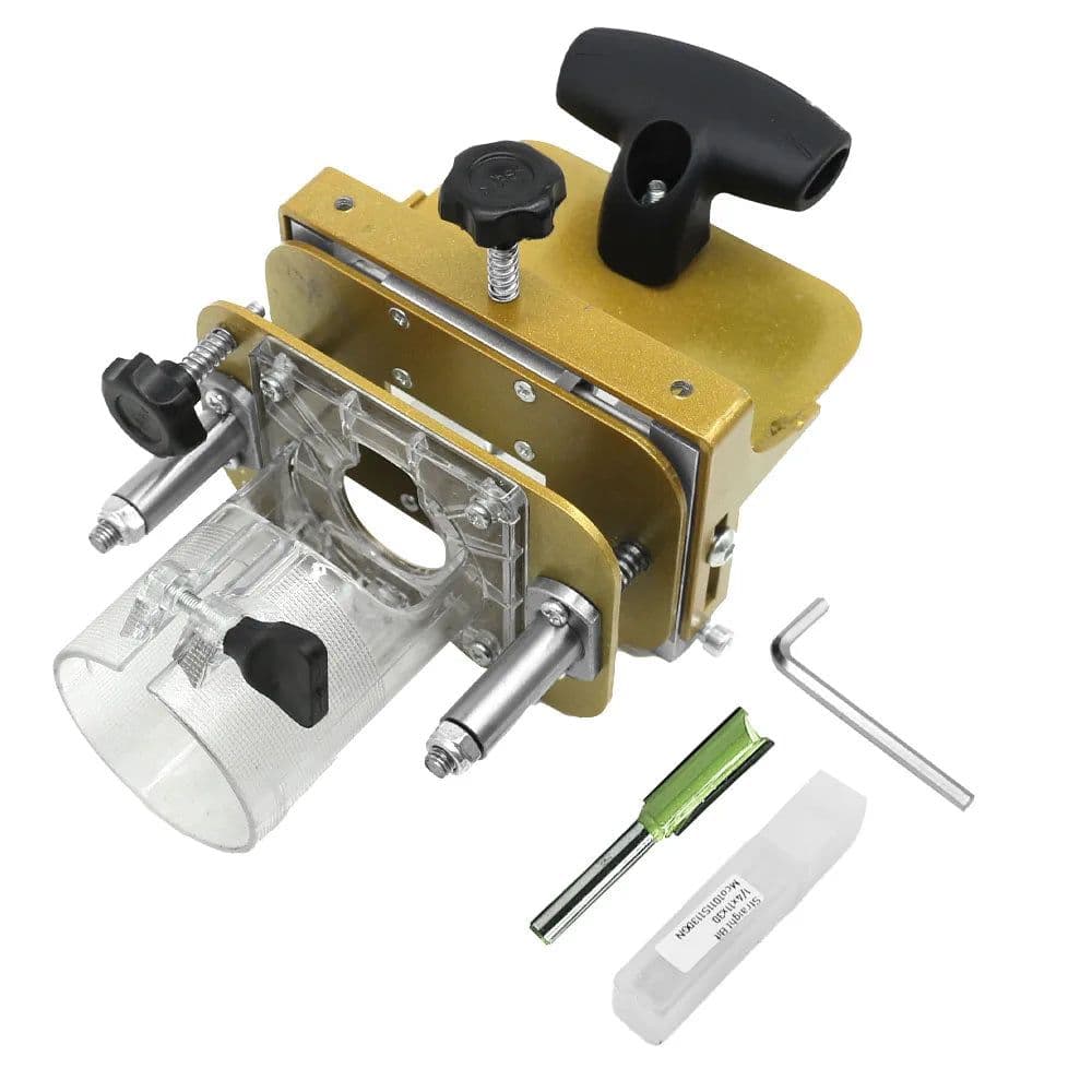 image-Mortising Jig for 65mm Trimming Machine 2 In 1 Slotting Bracket Invisible Fasteners Punch Locator Linear Track Woodworking Tools