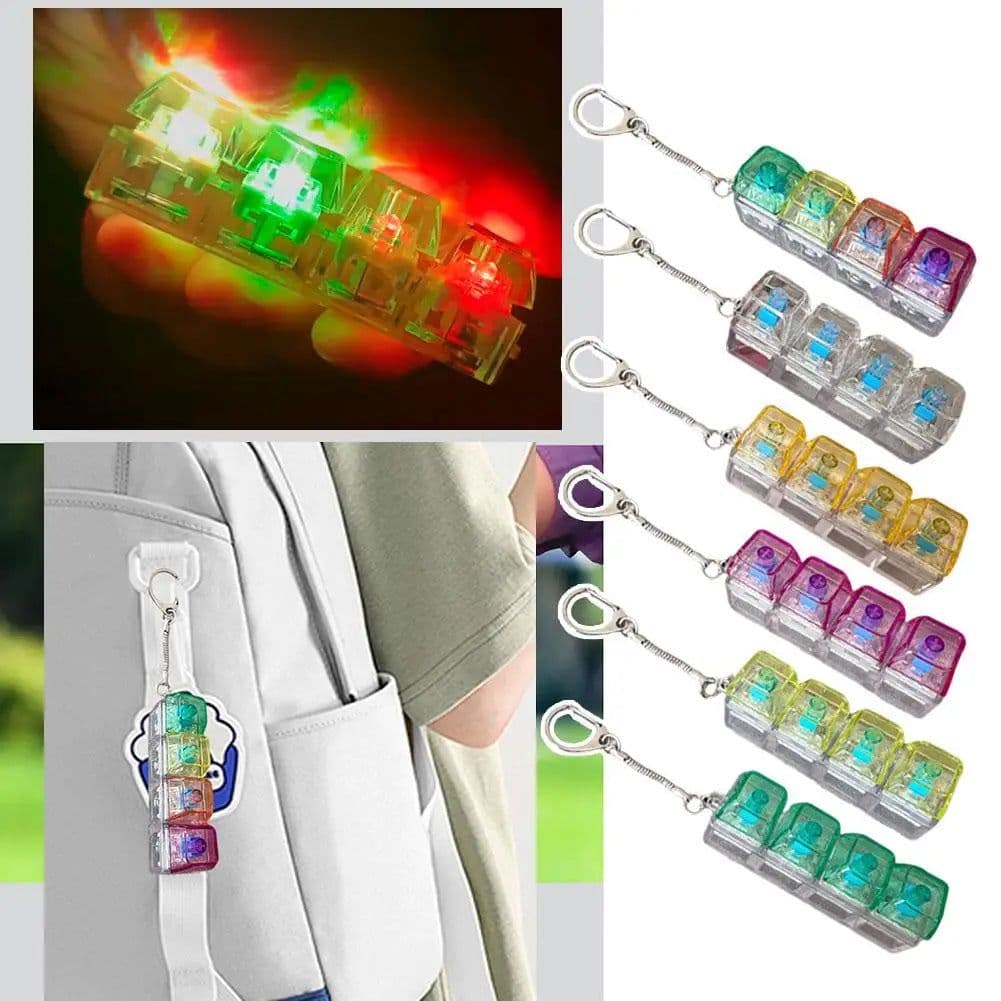 image-Keyboard Fidget Toy Keychain 4-Button with LED Lights